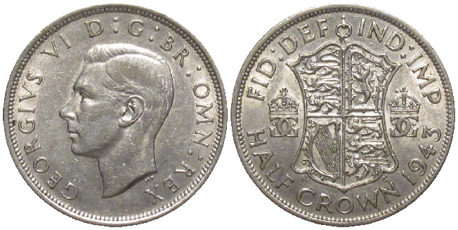 Britain half crown 1943