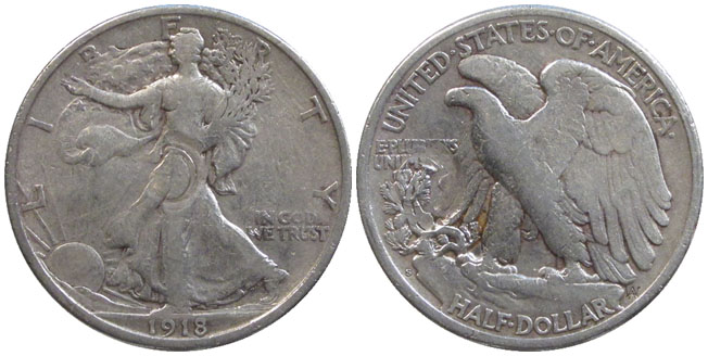 United States Walking Liberty half dollar 1918-S