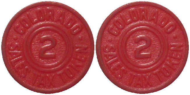 Tax Token Colorado Plastic Red Sales Tax Token - Two