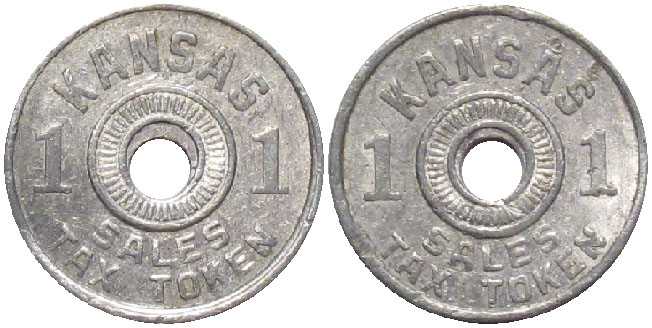 Tax Token Kansas Aluminum Sales Tax Token - One