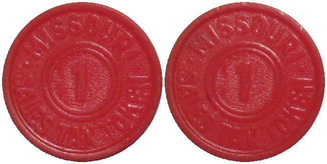 Tax Token Missouri Plastic Red Sales Tax Token - One