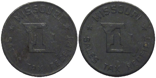 Tax Token Missouri Zinc Sales Tax Token - One